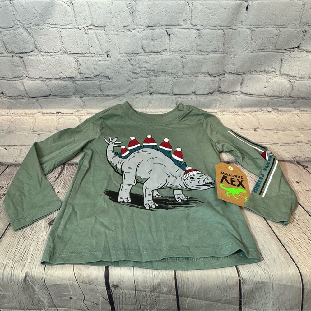 Maximus Rex Christmas Stegosaurus Graphic Print Shirt